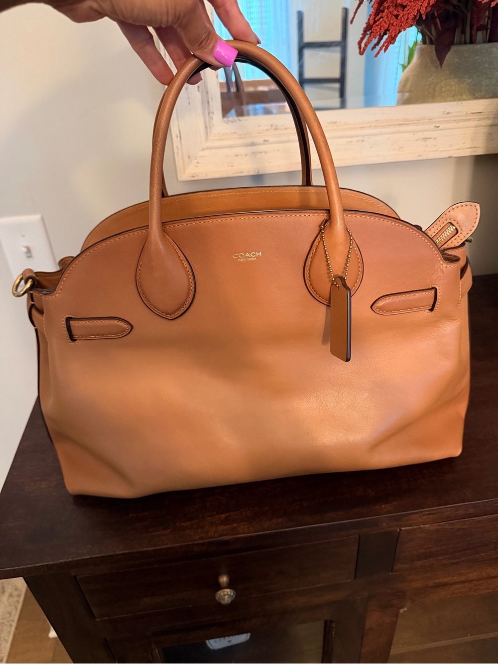 Coach Leather Satchel Handbag - Tan/Honey